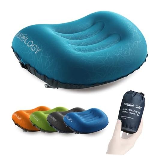 Ultralight Inflatable Camping Travel Pillow – ALUFT 2.0 Teal Blue