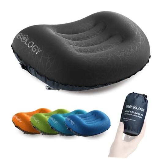 Ultralight Inflatable Camping Travel Pillow – ALUFT 2.0 Compressible, Black