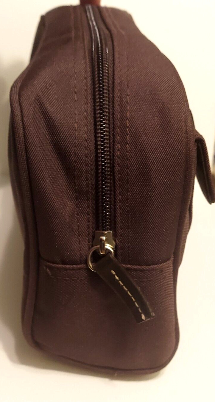 ERMENEGILDO ZEGNA Brown nylon canvas Travel Toiletry Shower tote bag