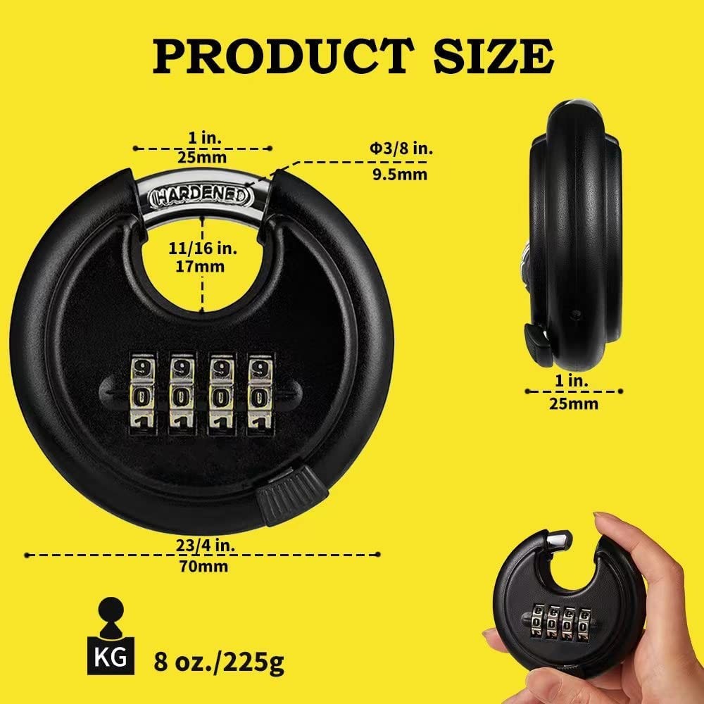 Combo Lock 4 Digit Heavy Duty Discus Padlock for Sheds, Storage Unit, Gate,Ga…
