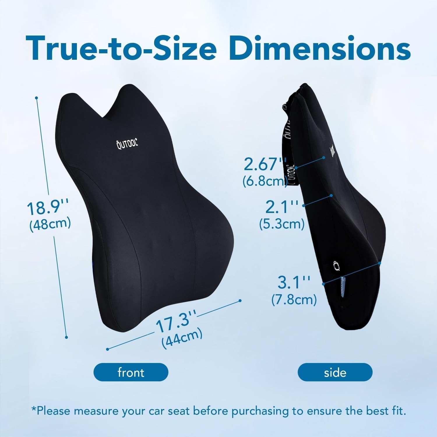 Memory Foam Lumbar Support Pillow for Car & Truck – Back Pain Relief Cushion, Wa