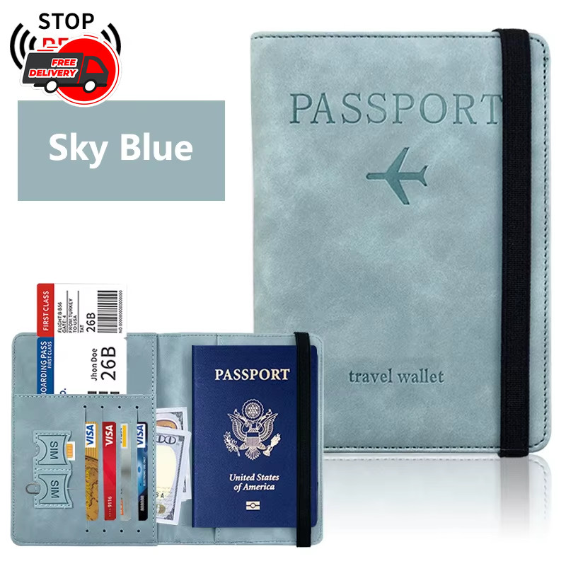 1pc Passport Holder PU Travel Wallet RFID Blocking Cover Case Unisex *