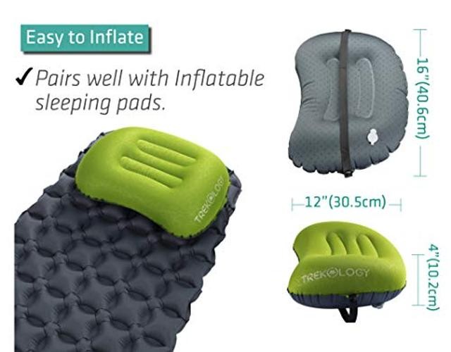 Ultralight Inflatable Camping Travel Pillow – ALUFT 2.0 Compressible, Green