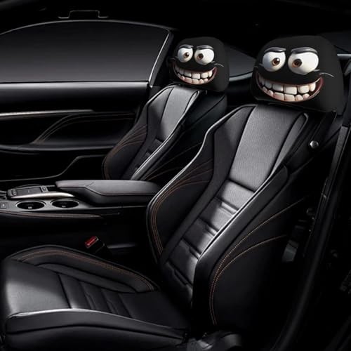 2PCS Funny Cartoon Car Headrest Covers, Cute Funny Cartoon Eyes Car A-1 Pair