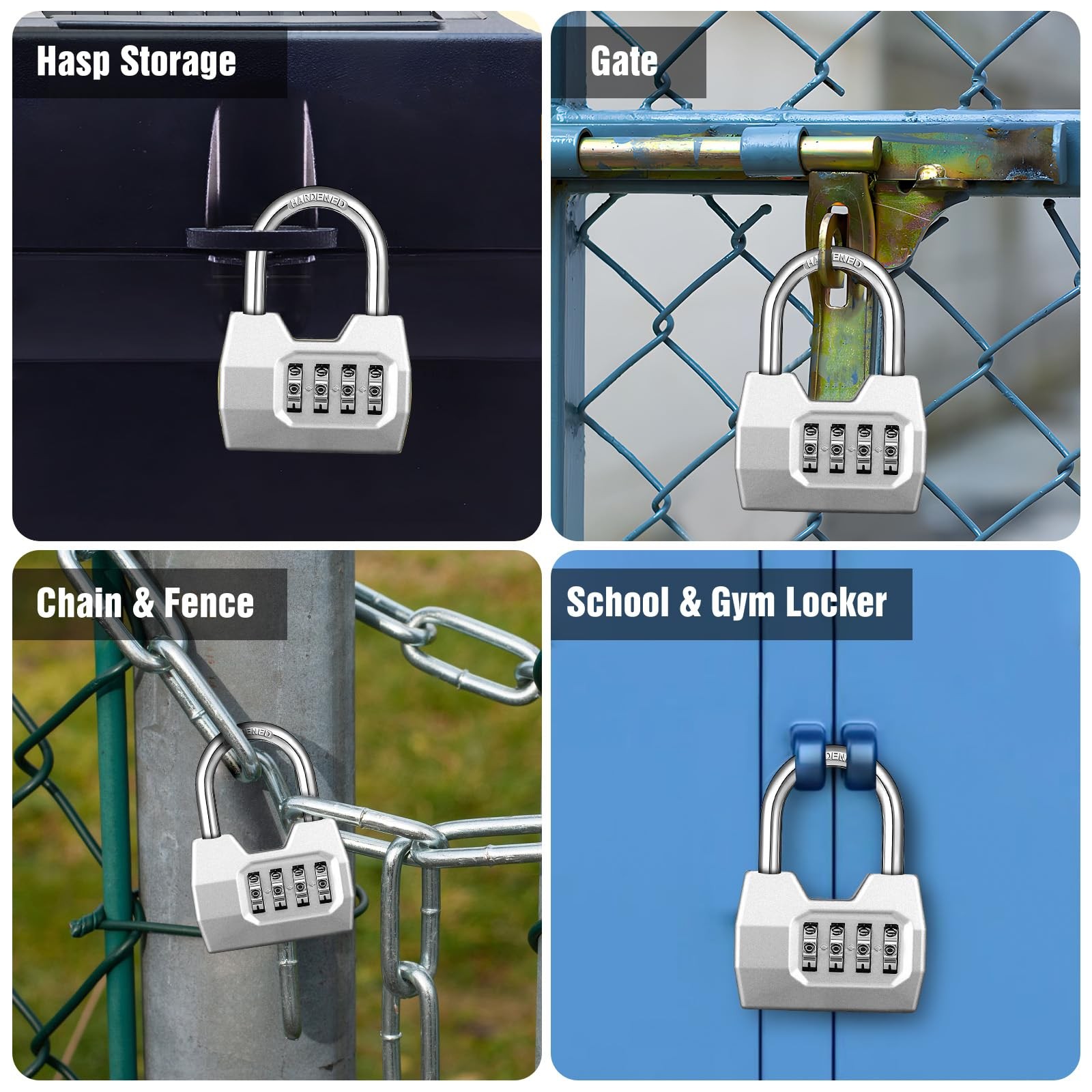 2 Pack 4-Digit Combination Lock, Waterproof Outdoor Padlock for School Gym Lo…