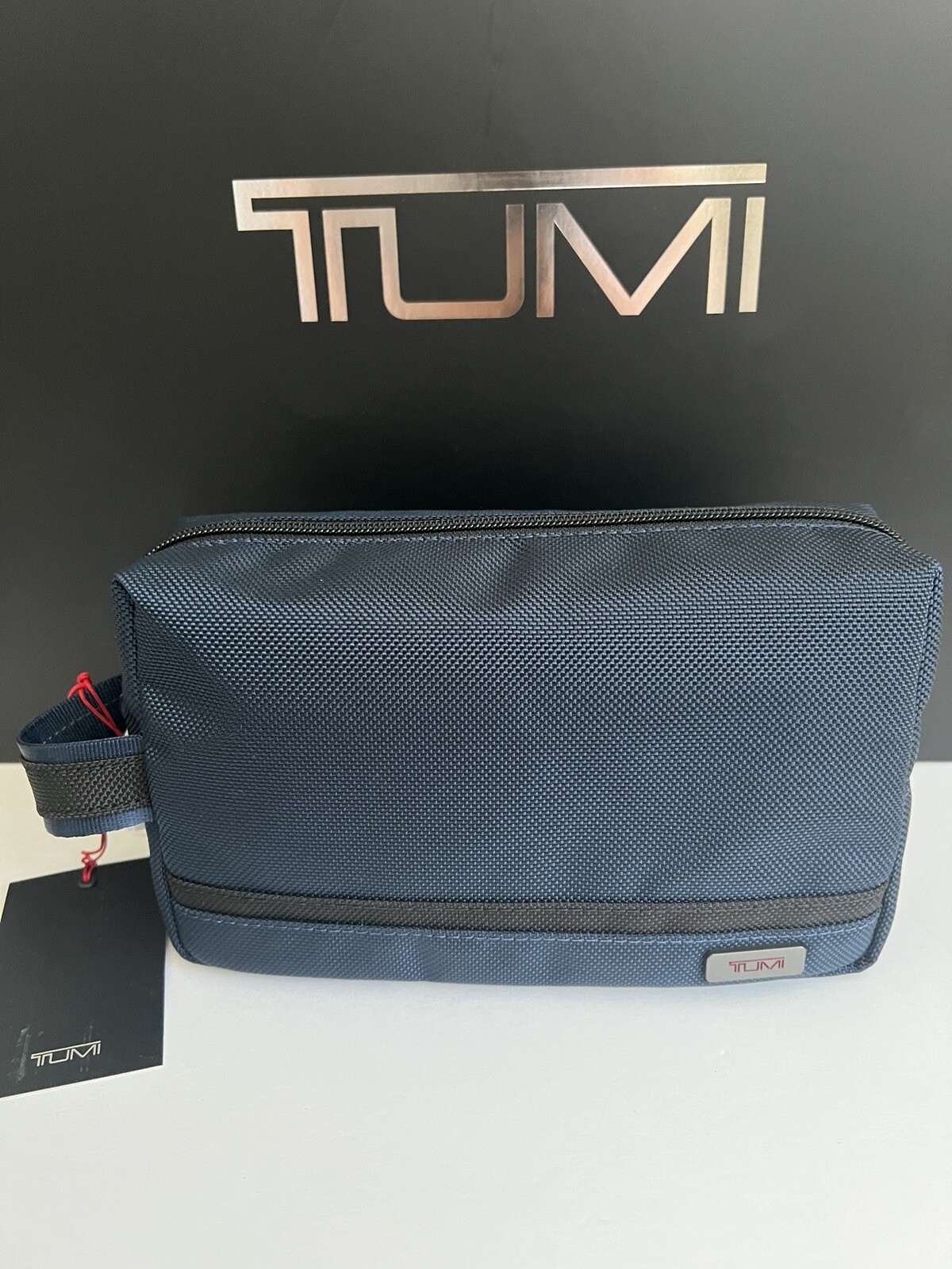 Tumi Navy Blue Medium Kit Travel Accessory Zipper Pouch Bag