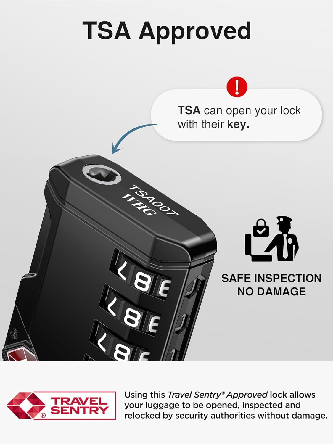 Puroma TSA Approved Travel Luggage Locks, 2 Pack Black 4 Digit Resettable Combin