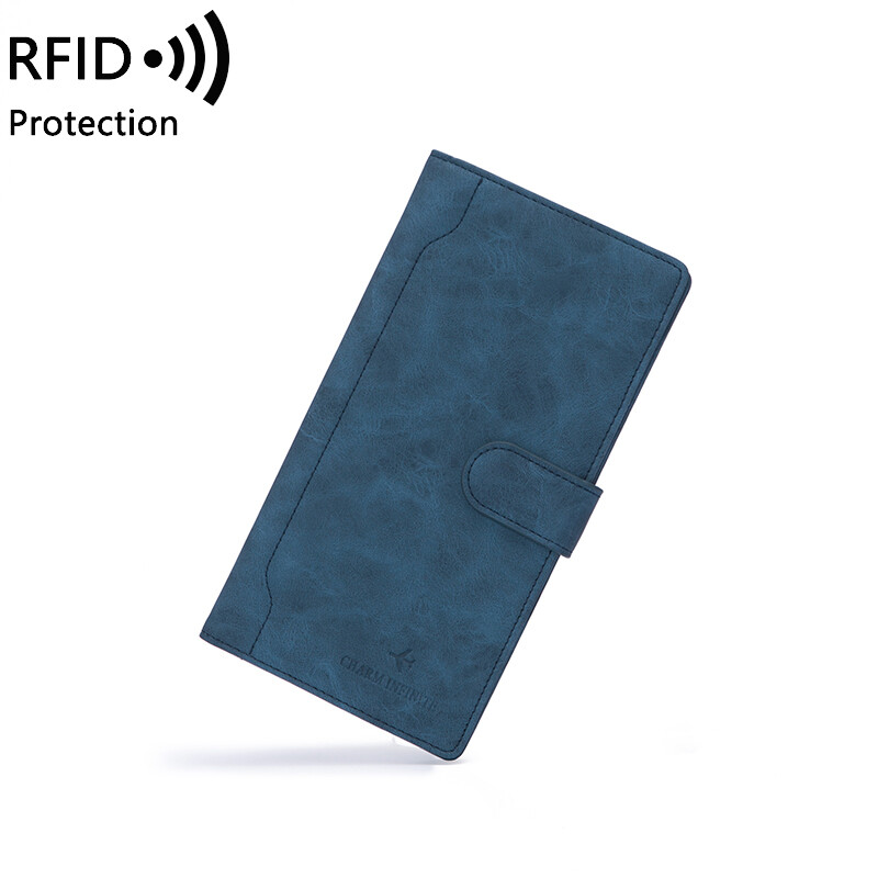 RFID Blocking Leather Travel Wallet & Family Passport Holder Document Organizer