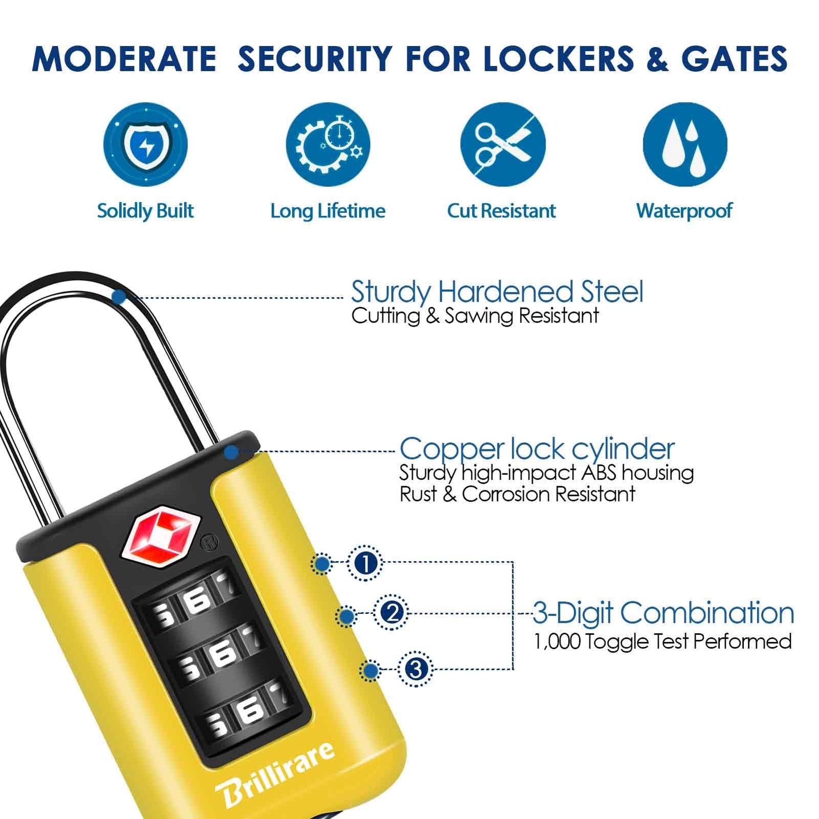2 Pack TSA Approved Luggage Locks, Combination Travel Padlock, 3-Digit Waterp…