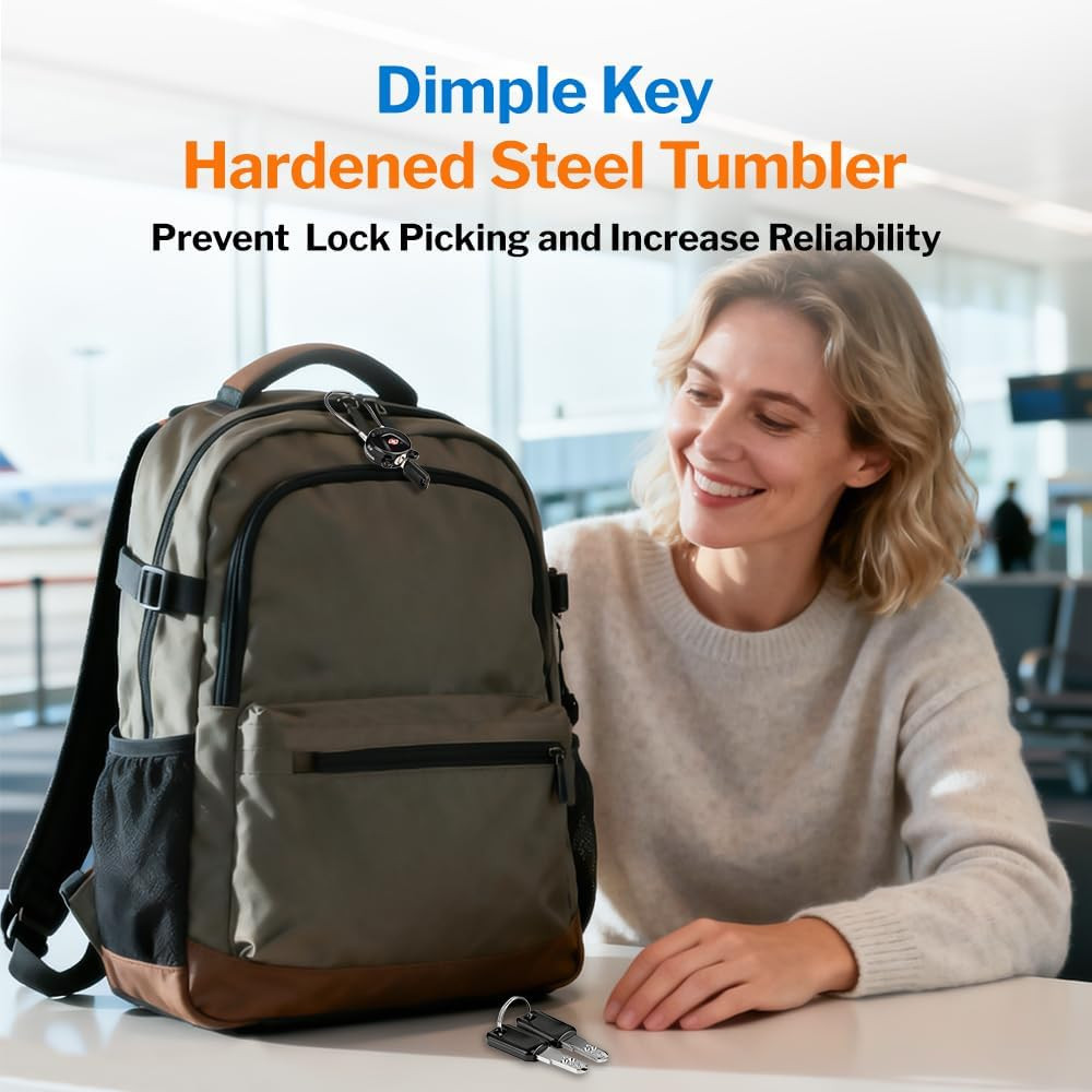 TSA Approved Luggage Locks Ultra-Secure Dimple TSA006 Key Travel Locks with Zinc