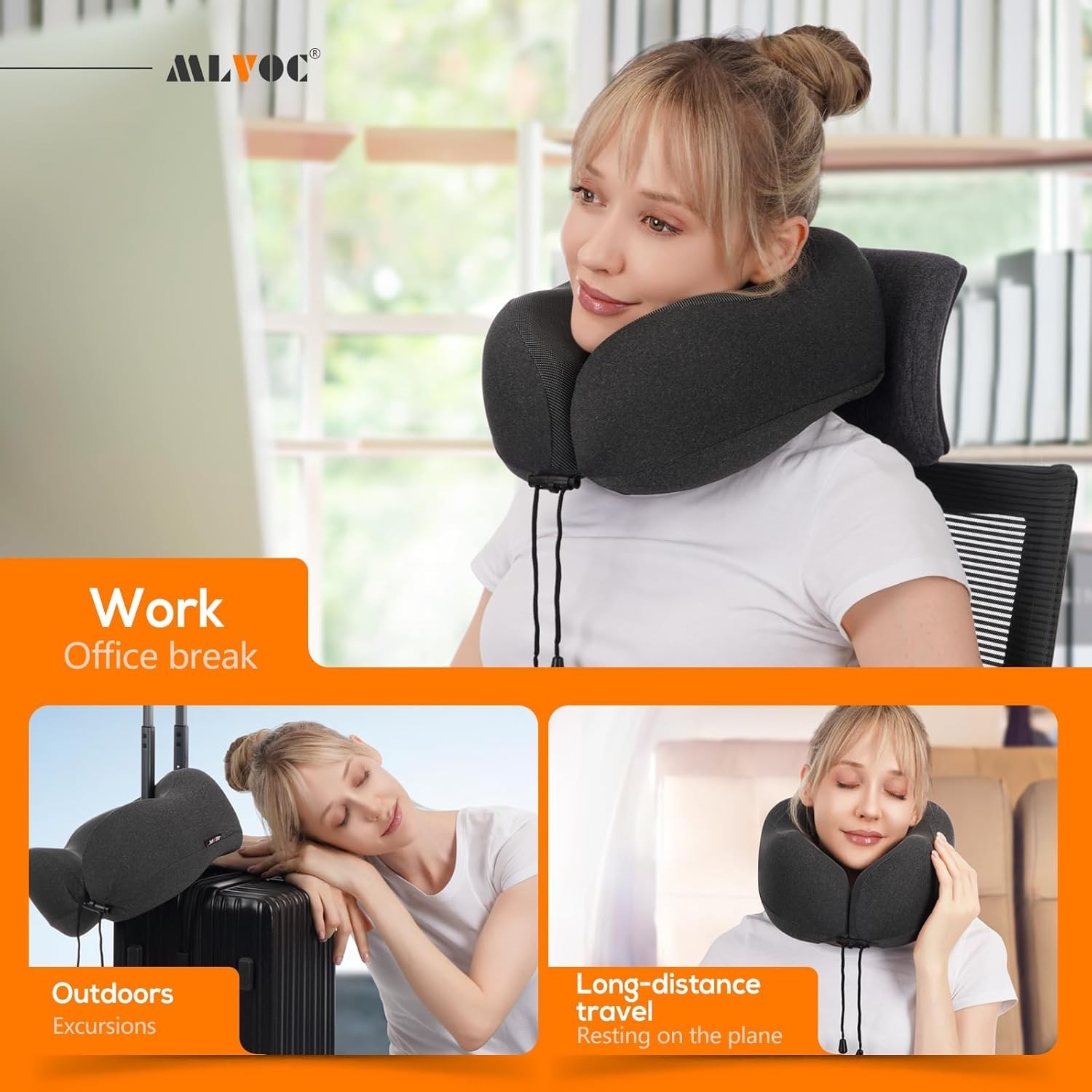 Neck Pillow for Traveling, Upgraded 100% Pure Memory Foam Travel Neck Pillow …