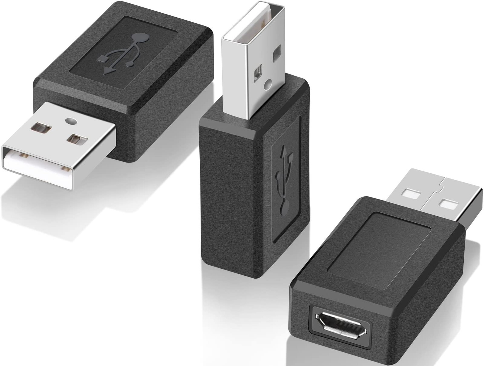 Mini USB Adaptor USB 2.0 A Male to USB Micro Female Converter (3 Pack)