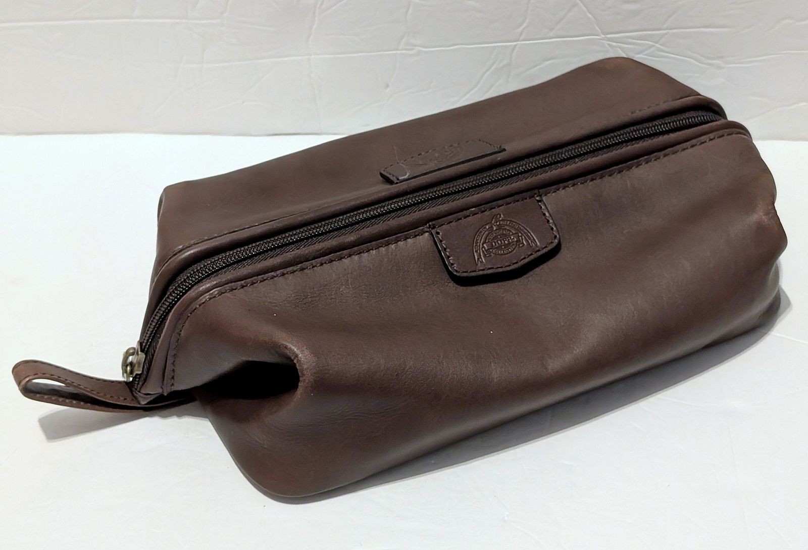 RARE GENUINE DOPP Kit SATIN Cowhide Leather Traditional Travel Toiletry Bag