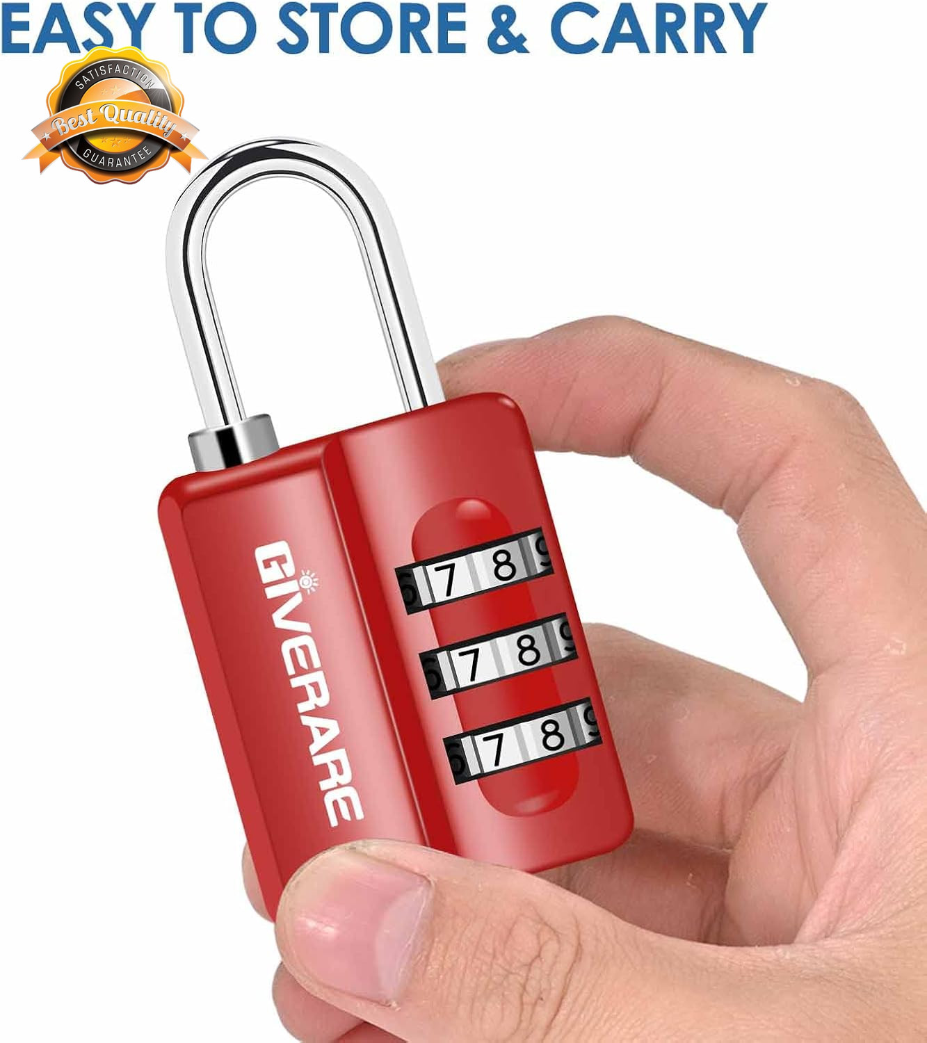 3 Digit Combination Lock 4 Pack Resettable Padlock Luggage Gym Lock Red