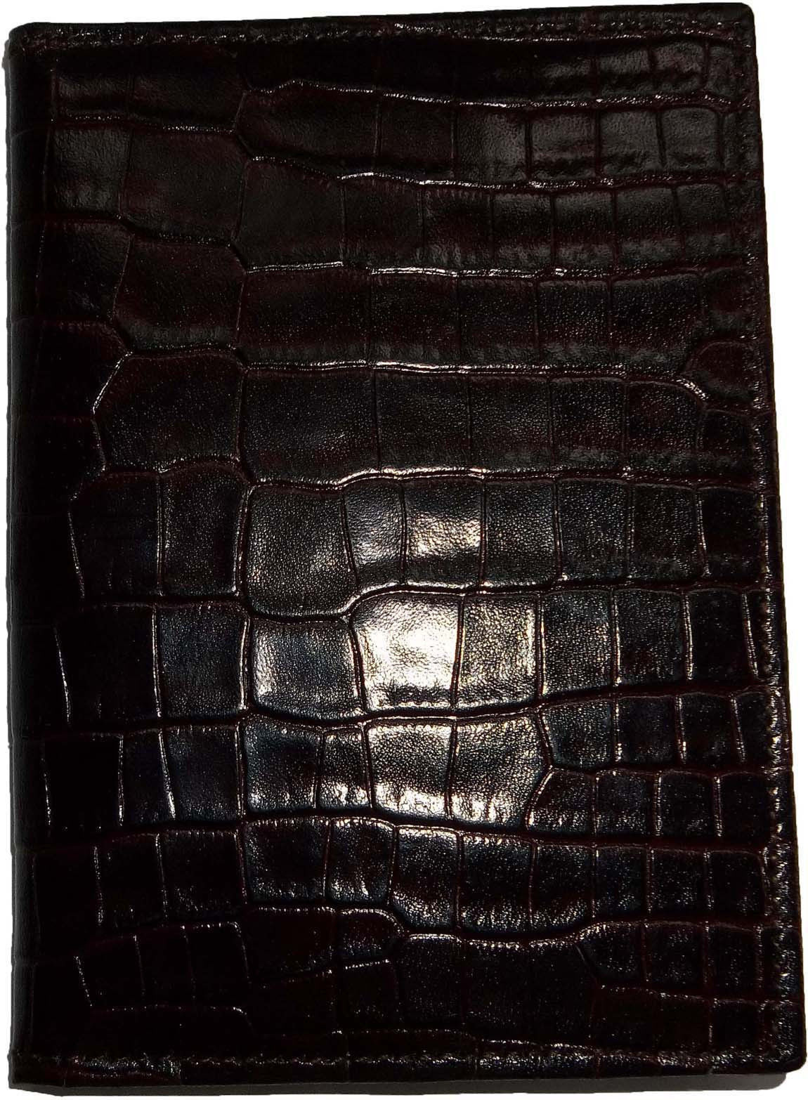 New brown crocodile printed leather passport case wallet credit ATM card case BN