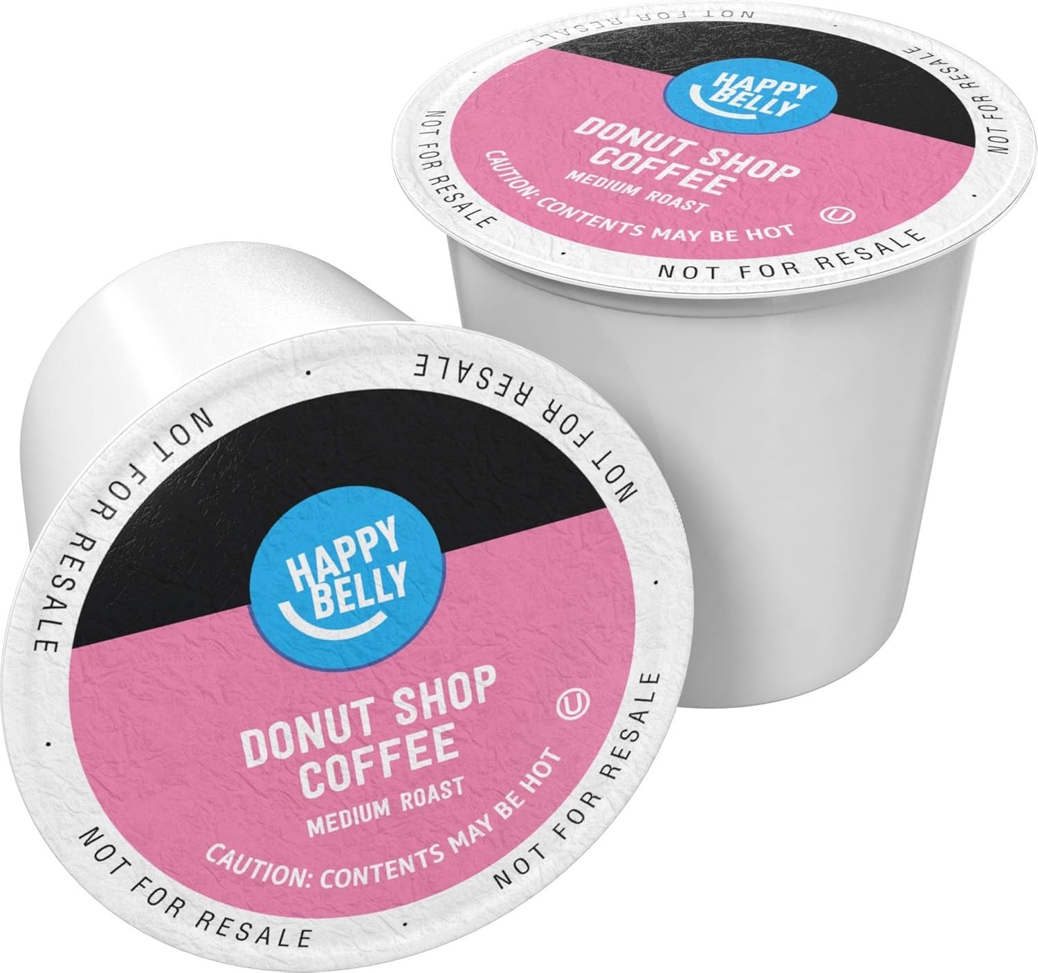 Happy Belly Medium Roast Coffee Pods, Donut Style Compatible with Keurig 2.0 100