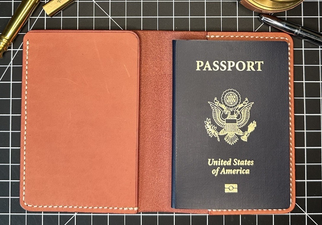 Leather Passport Holder – 100% Handmade, Veg Tan / Full Grain Leather.