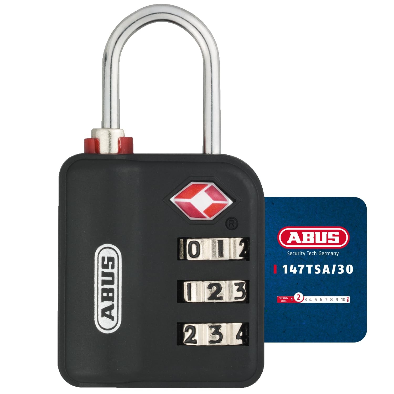 530937 87982 147TSA/30B, 30mm, Nero, Combination Lock, Key Unlock