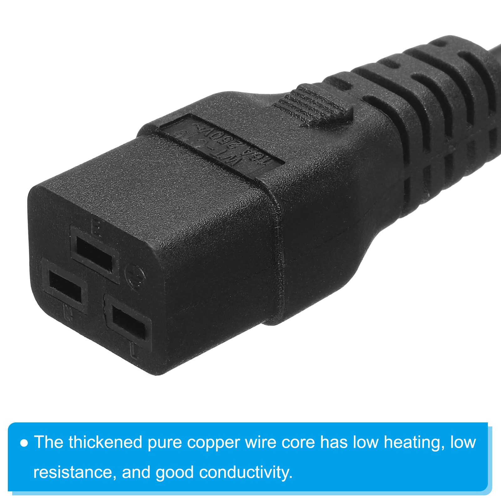 AC Power Cord 3 Prong C14 Male to C19 Female 2.5mm2 10m 32.8Ft 250V 10A 16A
