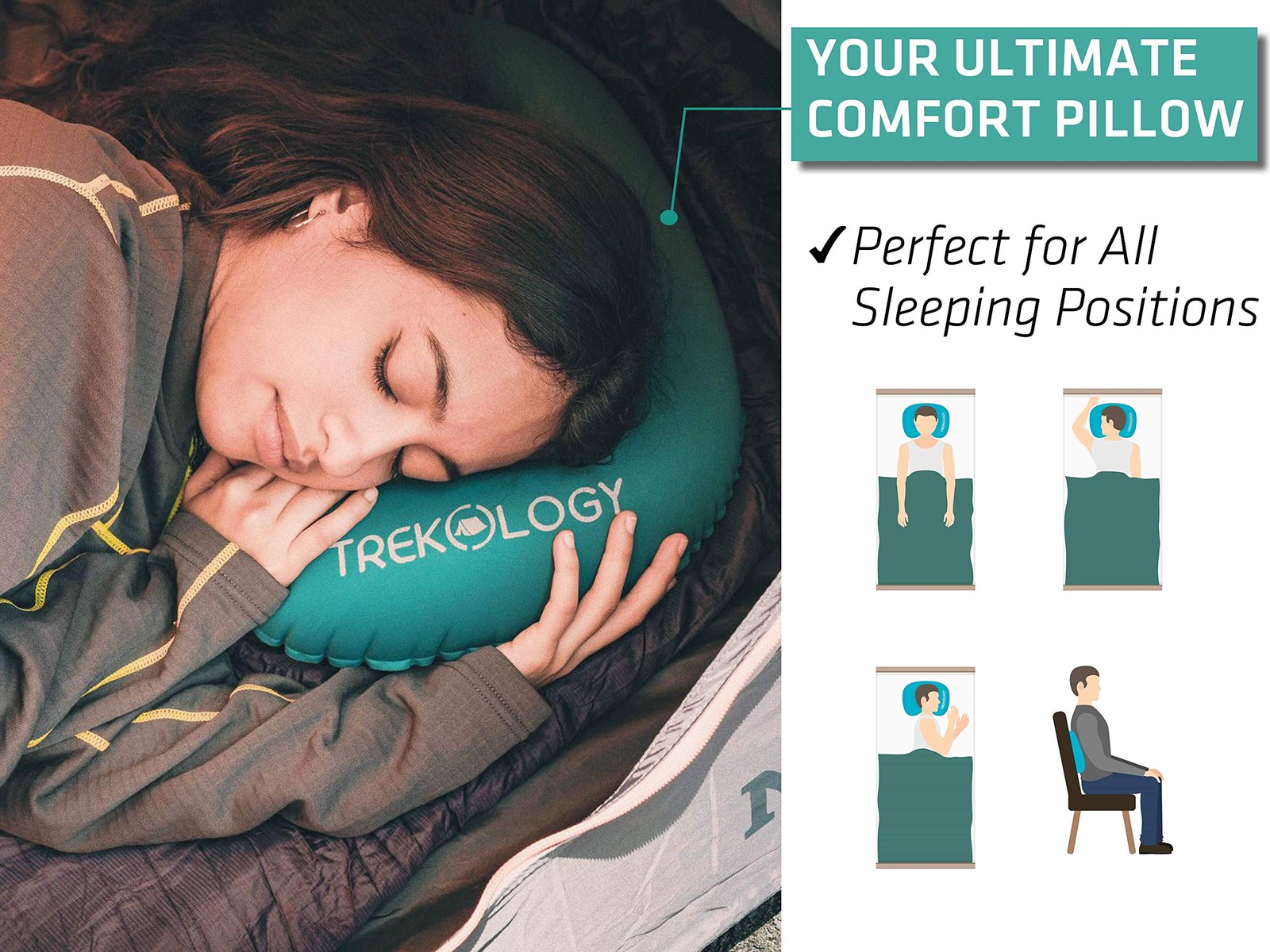 Aluft 2.0 Ultralight Inflatable Camping Travel Pillow Neck Lumbar Support