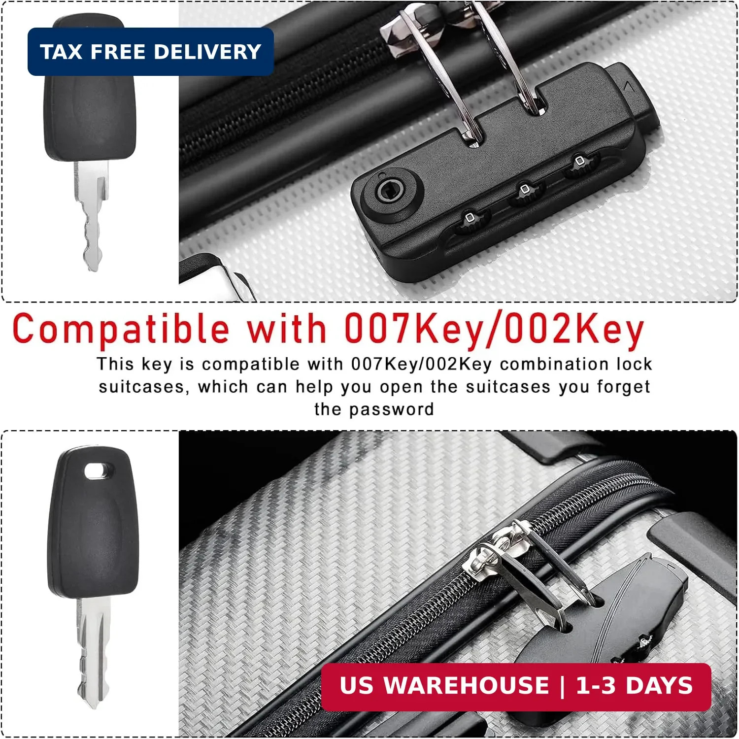 2 Keys Compatible with 007 002 Master Luggage,Luggage Suitcase Password Locks Ke