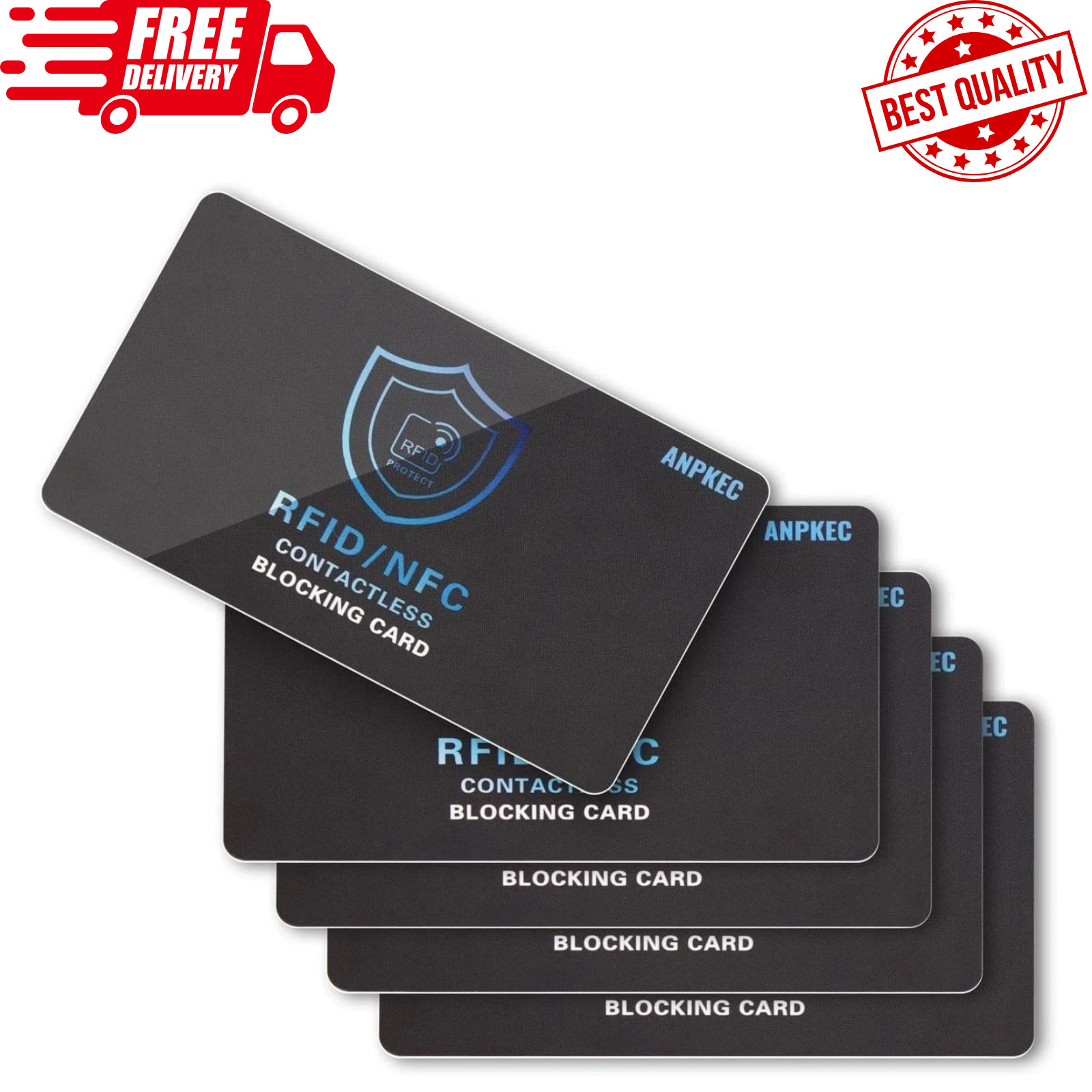 5 Pack RFID Blocking Card – Protects Entire Wallet, NFC Debit & Credit Cards New