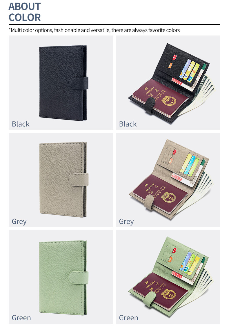 RFID Blocking Unisex Genuine Leather Passport Holder Covers Case Travel Wallet