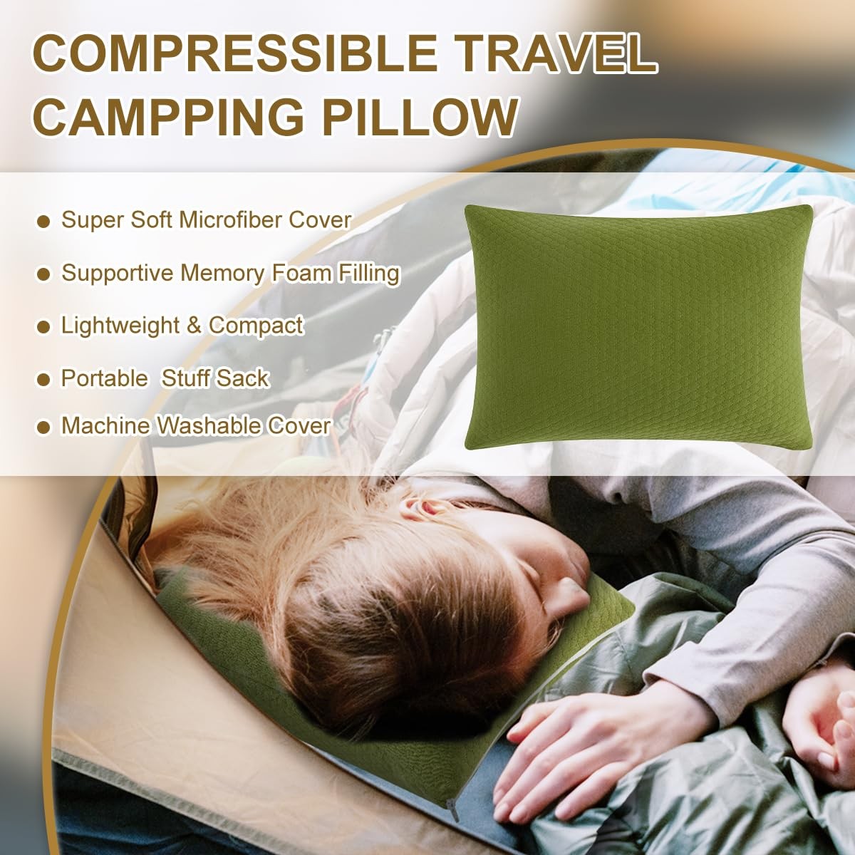 Lightweight Memory Foam Travel Pillow – Hypoallergenic, Breathable for Travel