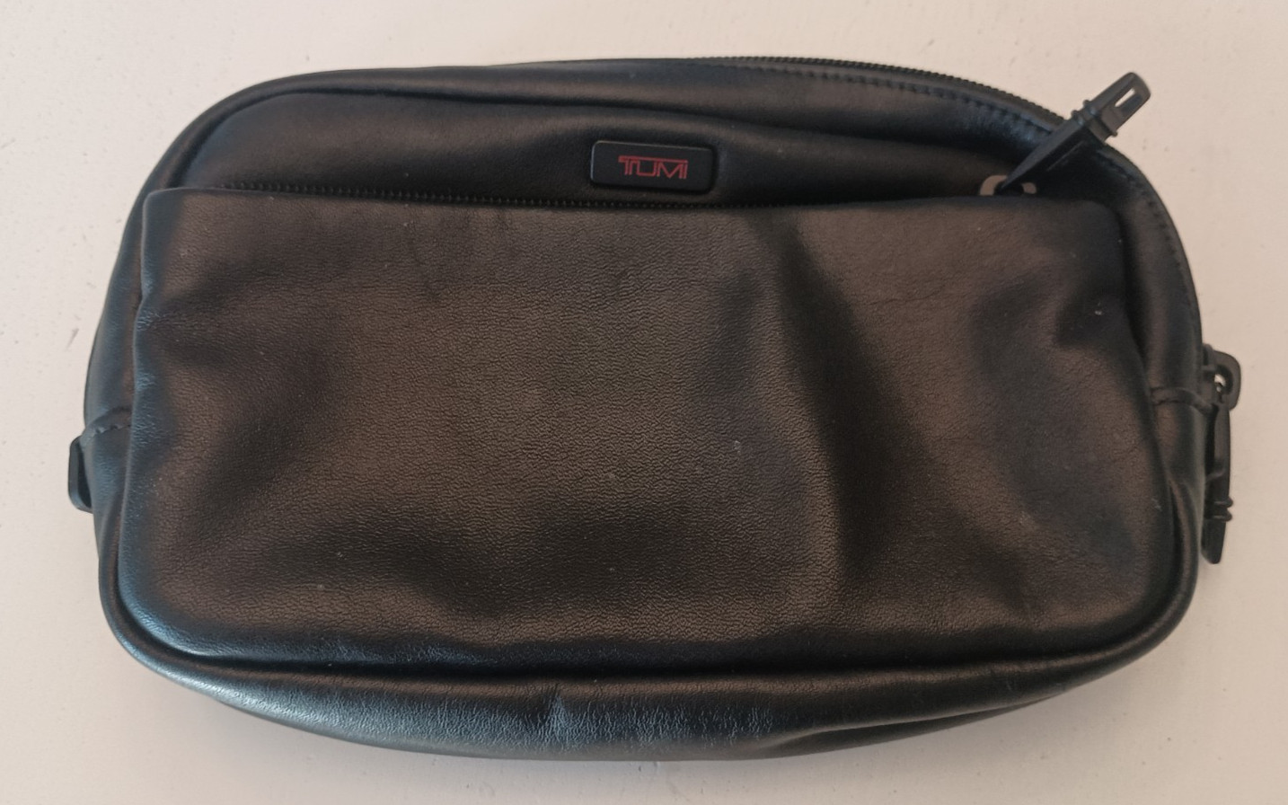TUMI Leather Travel Kit Black Toiletry Cosmetic Dop Bag Organizer