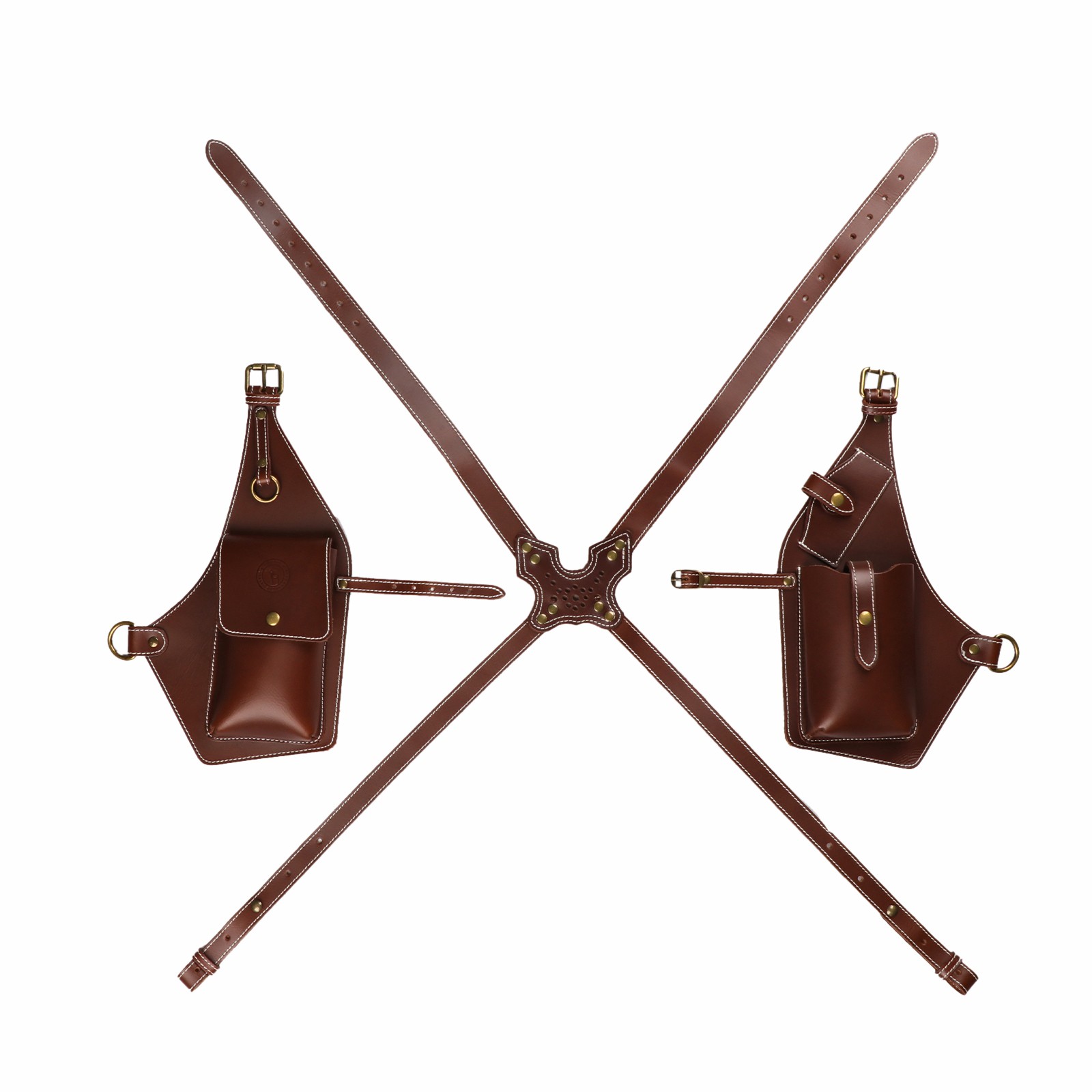 TOURBON Leather Men Carry Harness Underarm Holster Phone Pistol Pouch Suspenders