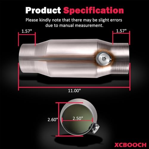 Catalytic Converter with O2 Port EPA Compliant, Universal Direct Fit 2.5 in