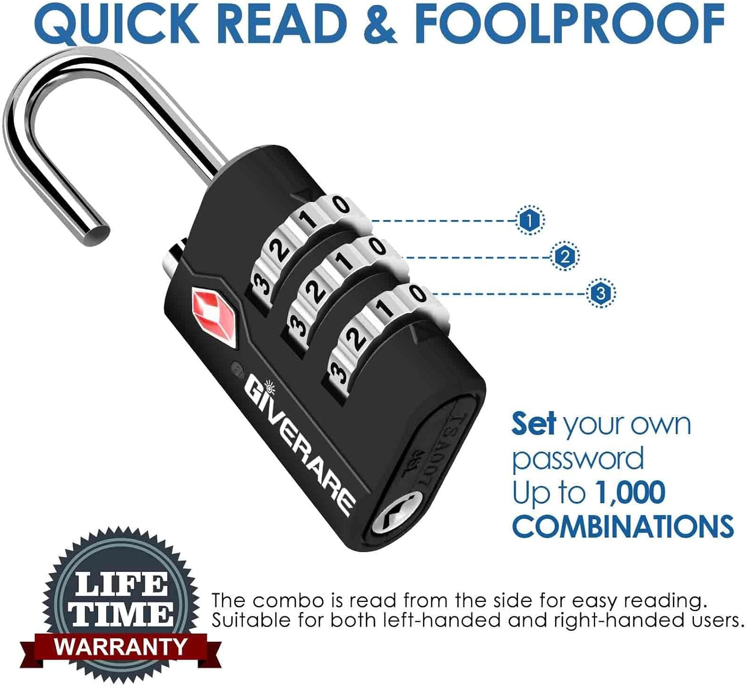 TSA Approved Luggage Locks 2 Pack Keyless Combination Padlocks for Suitcases