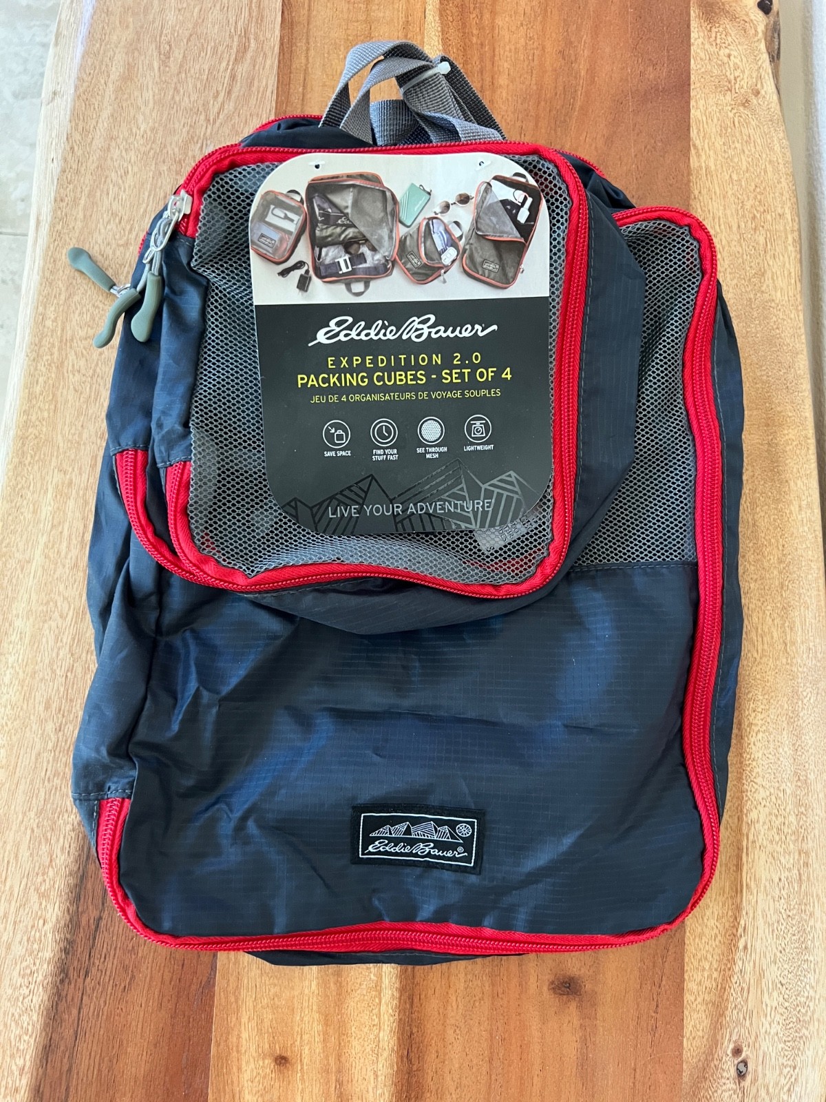 Eddie Bauer Expedition 2.0 Packing Cubes Set of 4 Charcoal Red NWT retails $35