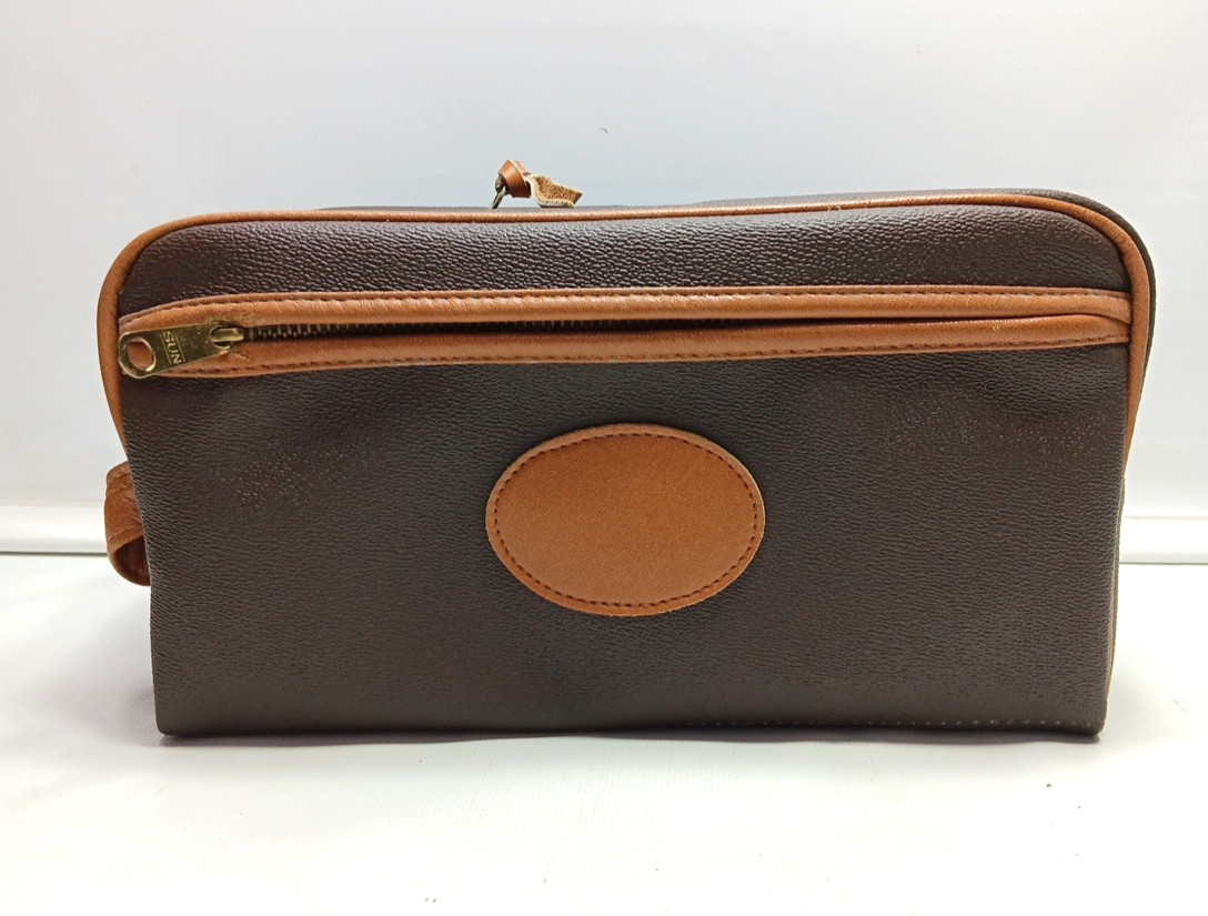 Vintage Sears Brown Toiletry Shave Travel Bag 10″x6″x5″