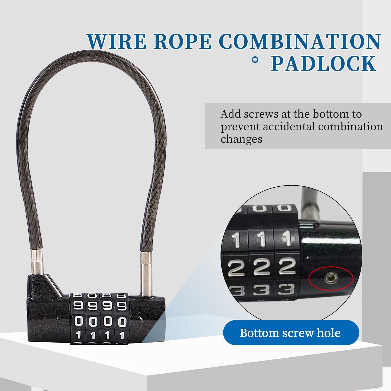 Combination Lock Cable Lock with 4 Digits Cabinet Lock with 3.5″ 3.5″ Black