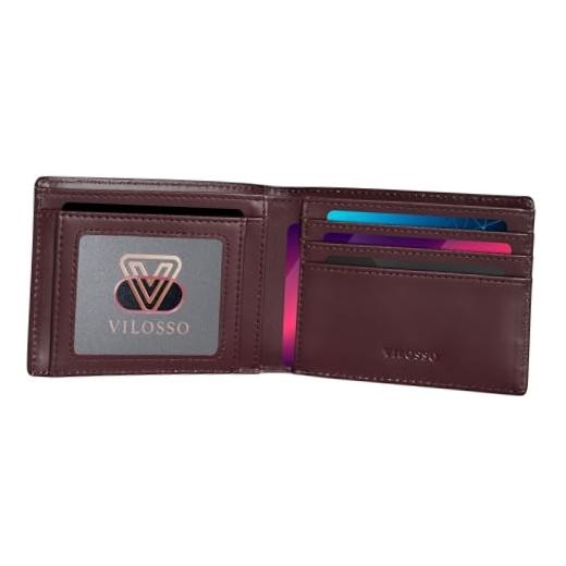 Slim Bifold Wallet for Men | Genuine Leather RFID Blocking Wallet Reddish Brown