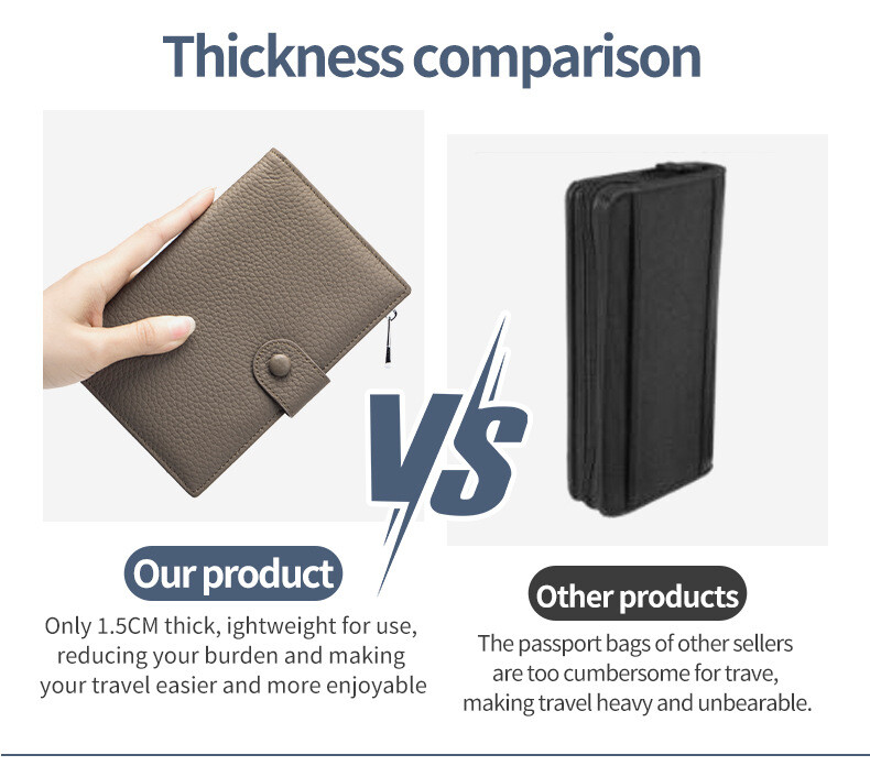 Genuine Leather Passport Cover Travel Wallet Passport Holder RFID Blocking Purse