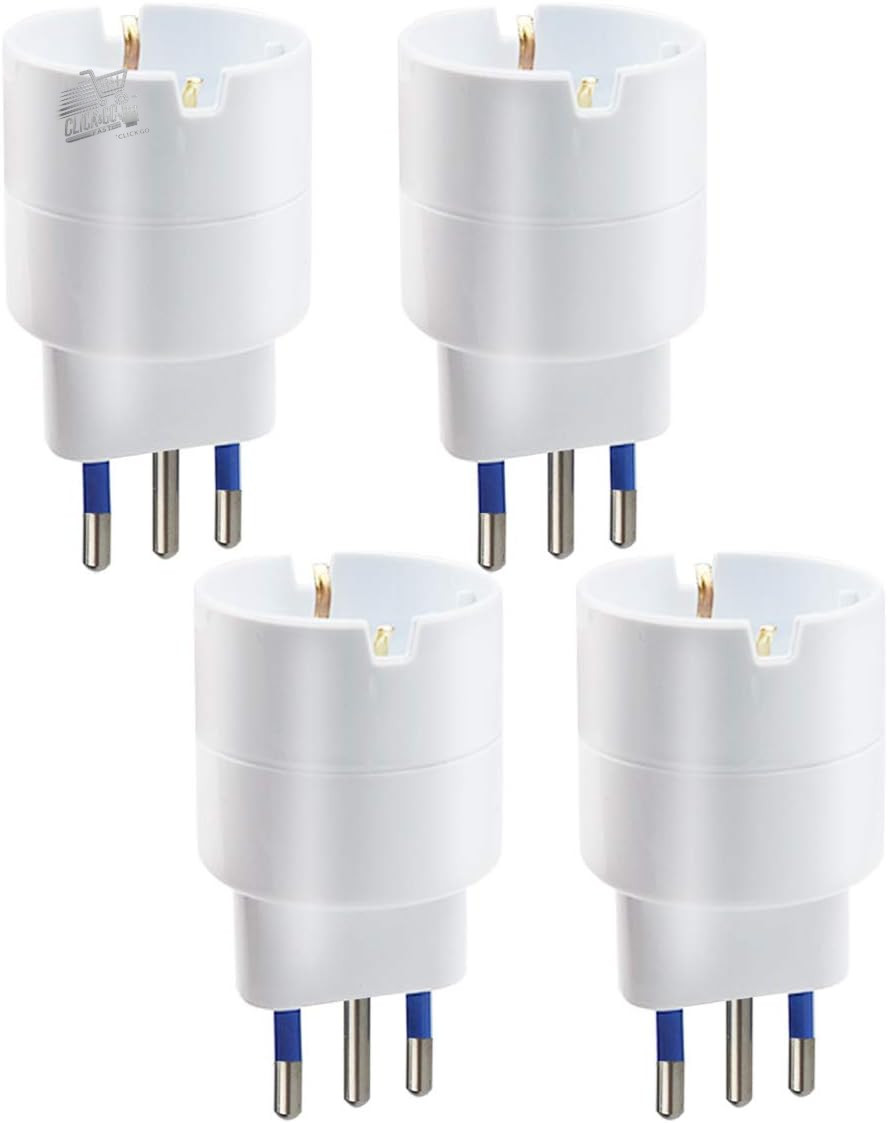 Set of 4 Schuko Italian Plug Socket Adapters 10A Slim White – Space Saving