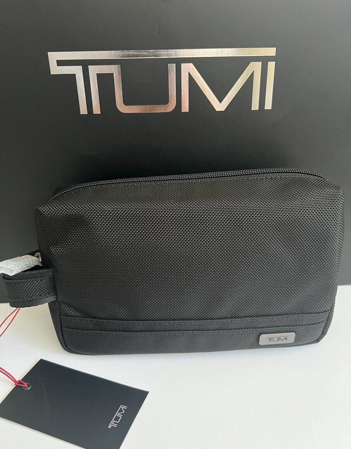 Tumi Black Medium Kit Travel Accessory Zipper Pouch Bag