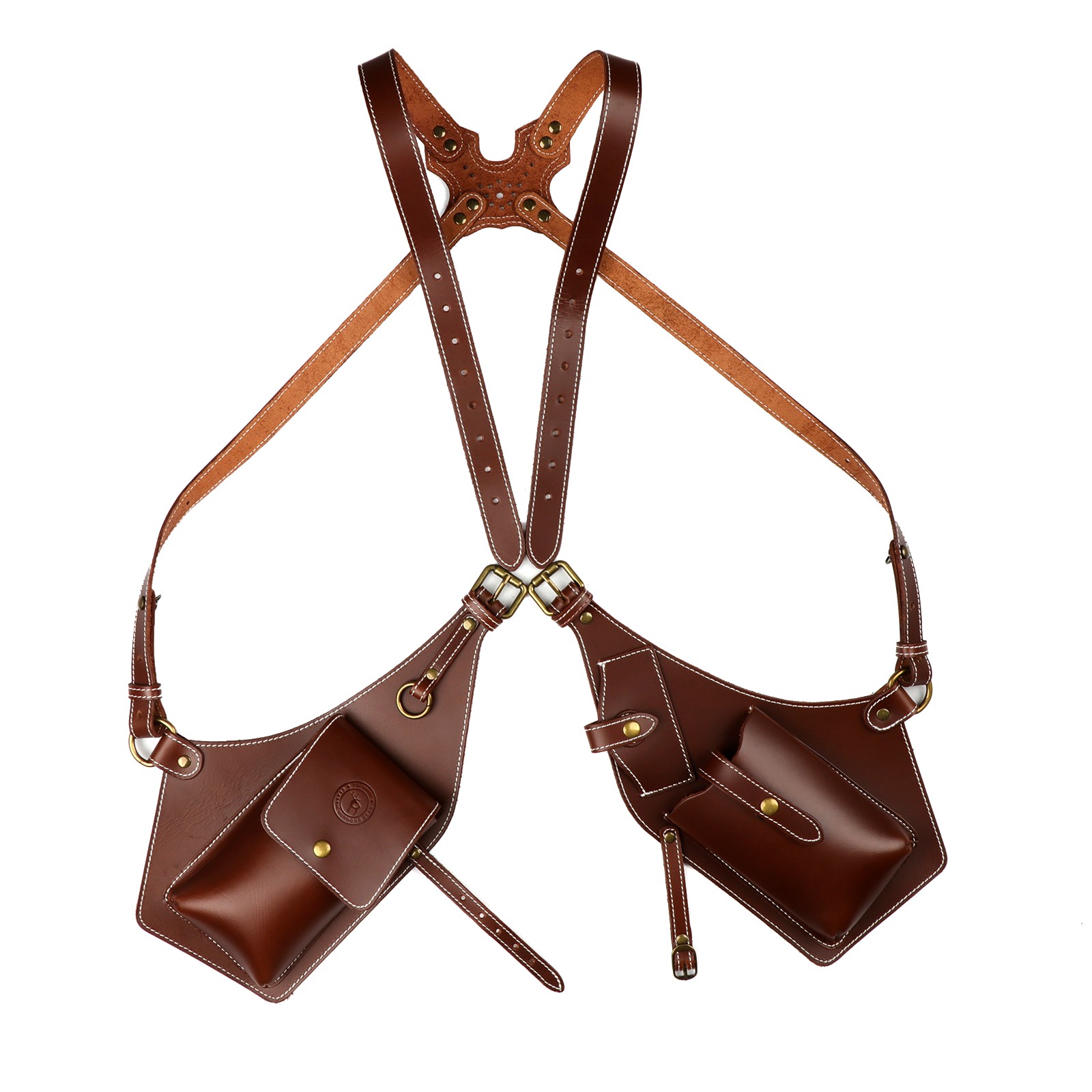TOURBON Leather Men Carry Harness Underarm Holster Phone Pistol Pouch Suspenders