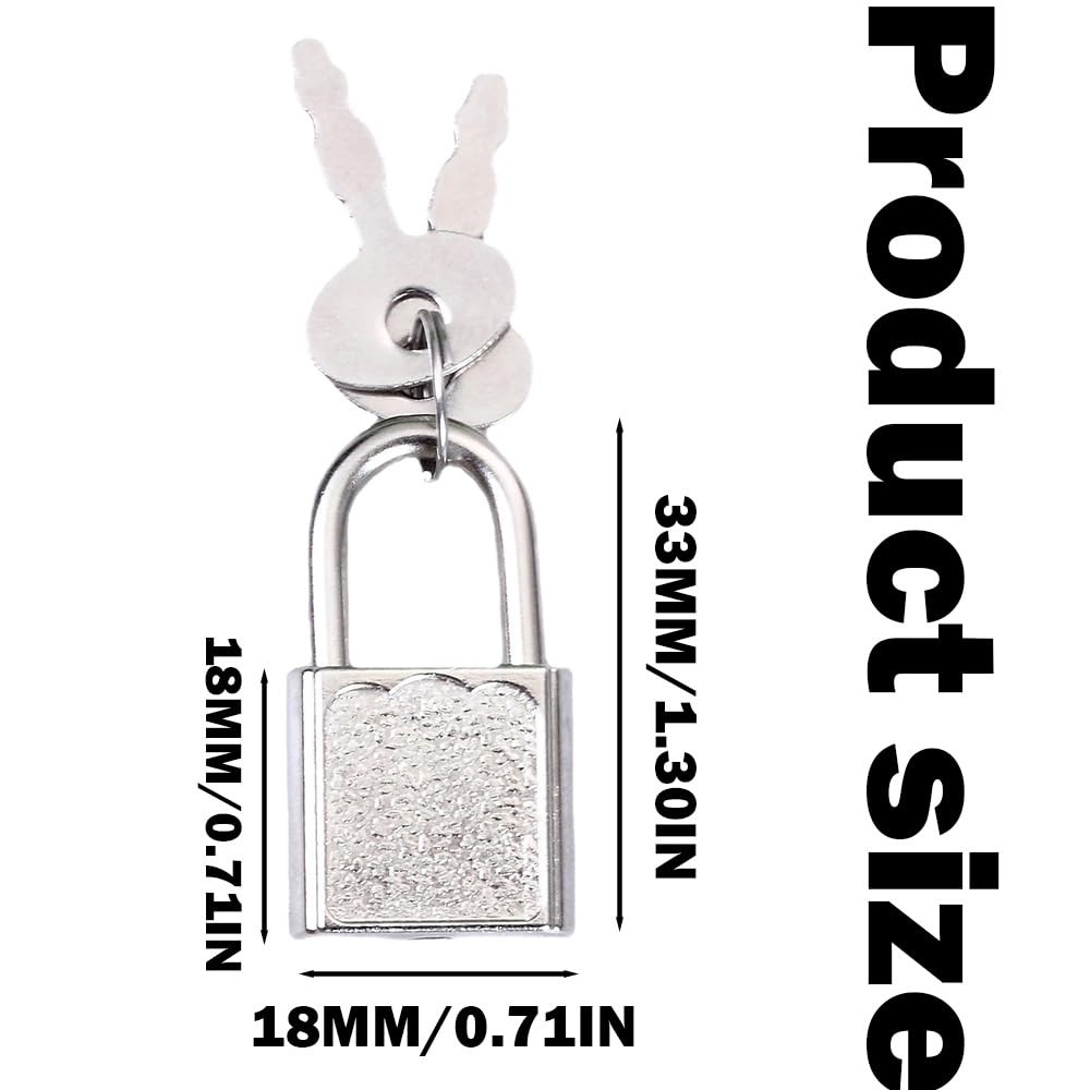 10Pcs Mini Cute Diary Padlock, Tiny Luggage Lock with Keys, Small Silver