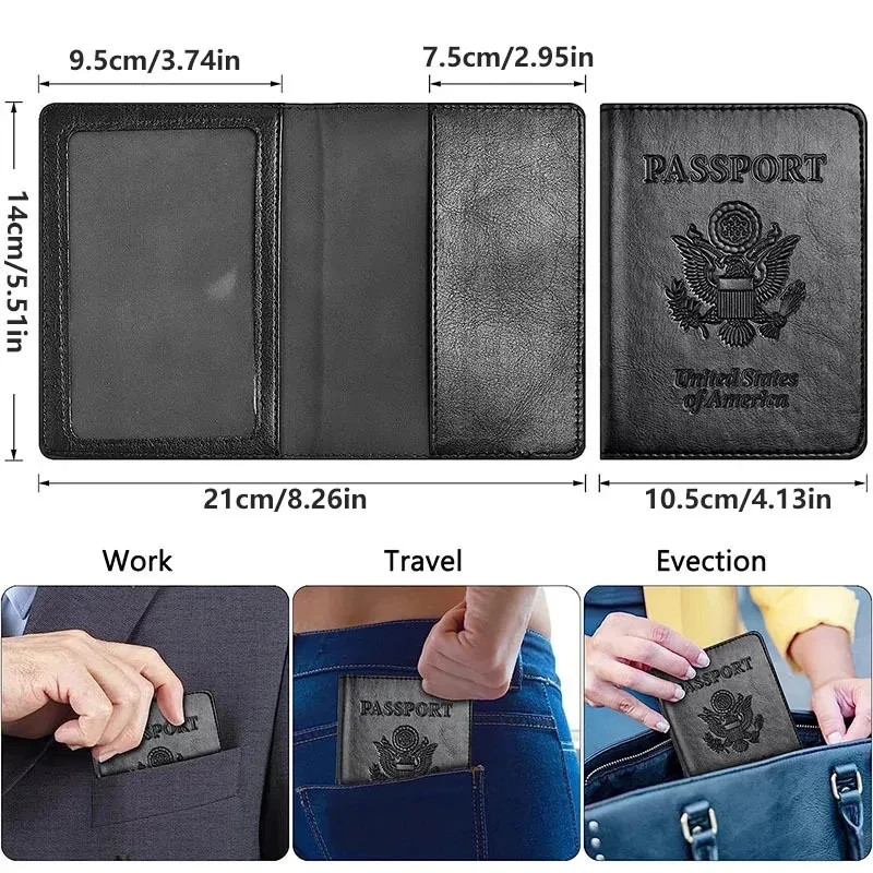 Slim Leather Travel Passport Wallet Holder RFID Blocking ID Card Case Cover US