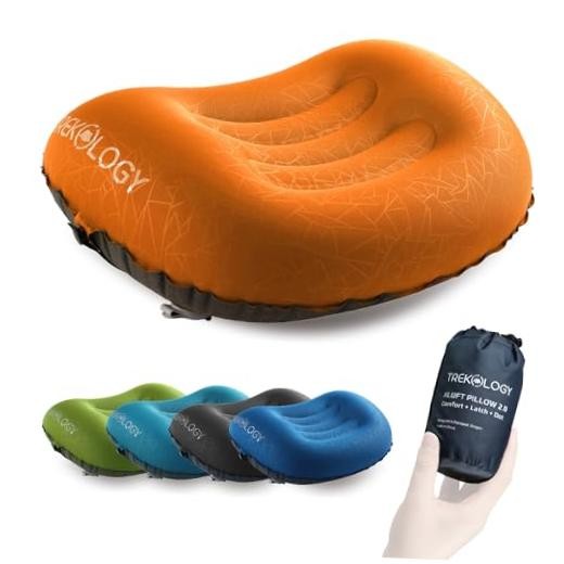 Ultralight Inflatable Camping Travel Pillow – ALUFT 2.0 Compressible, Orange