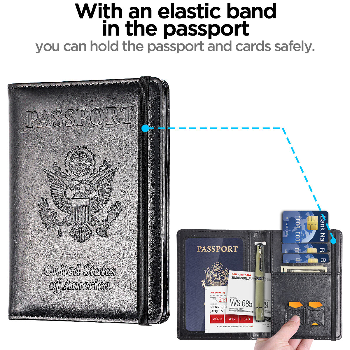 US Passport Wallet RFID Blocking Travel Leather Cards Holder Cover for Women Men