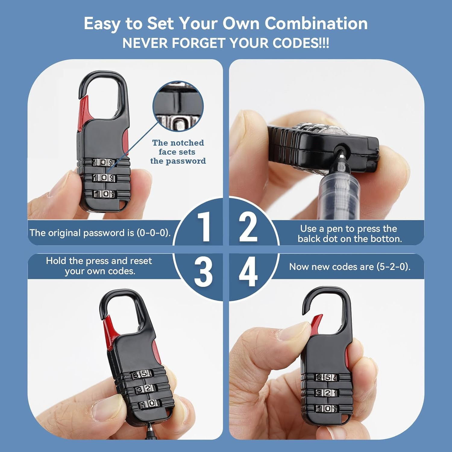 Mini Padlock, 3 Pcs Small Locks Set with 3 Digits Combination for Kids Diary Ba