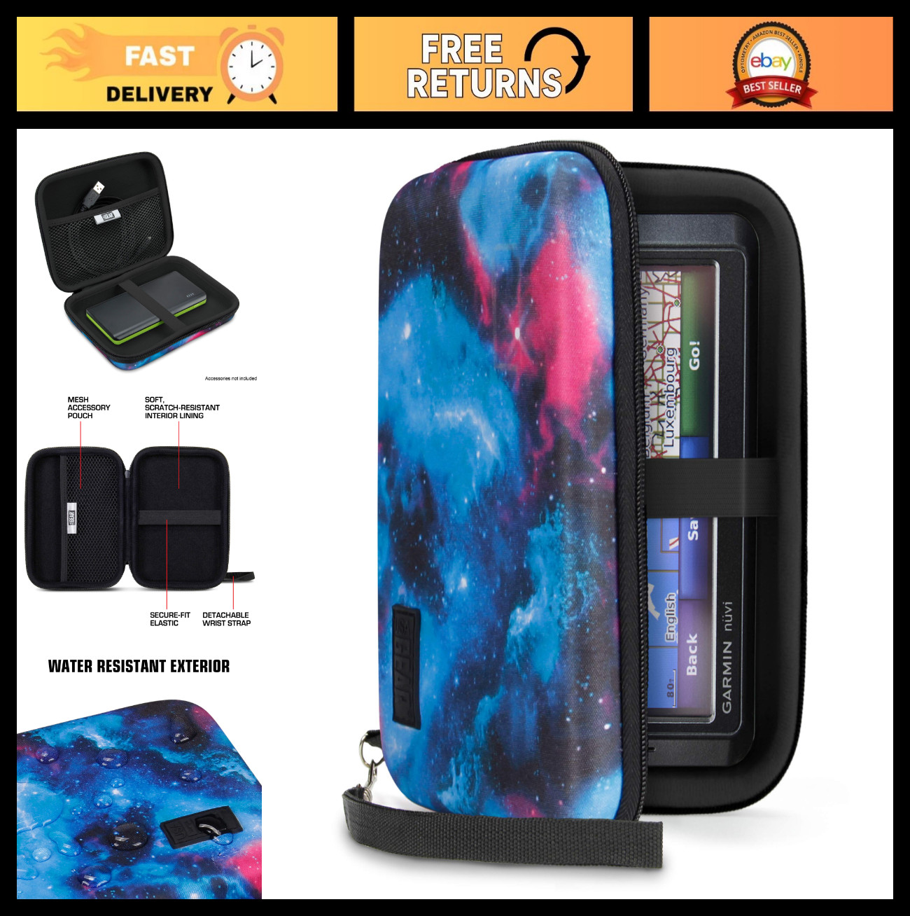 Hard Shell Electronics Organizer Travel Case – 7.5″ Cable & Accessory Storage, S