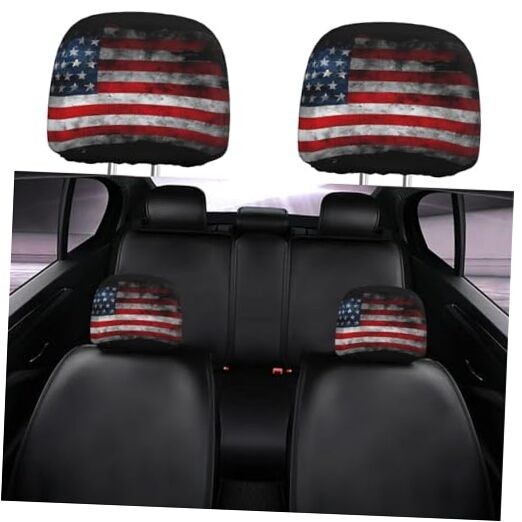2 Pack Car Headrest Covers – Universal Soft Car One Size American Black Flag