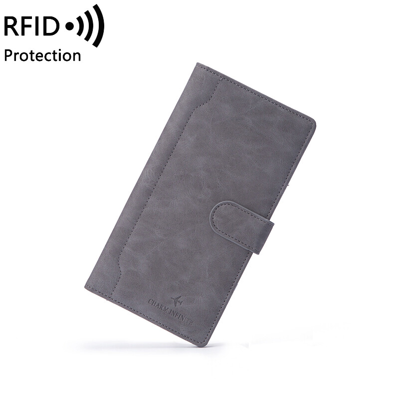 RFID Blocking Leather Travel Wallet & Family Passport Holder Document Organizer