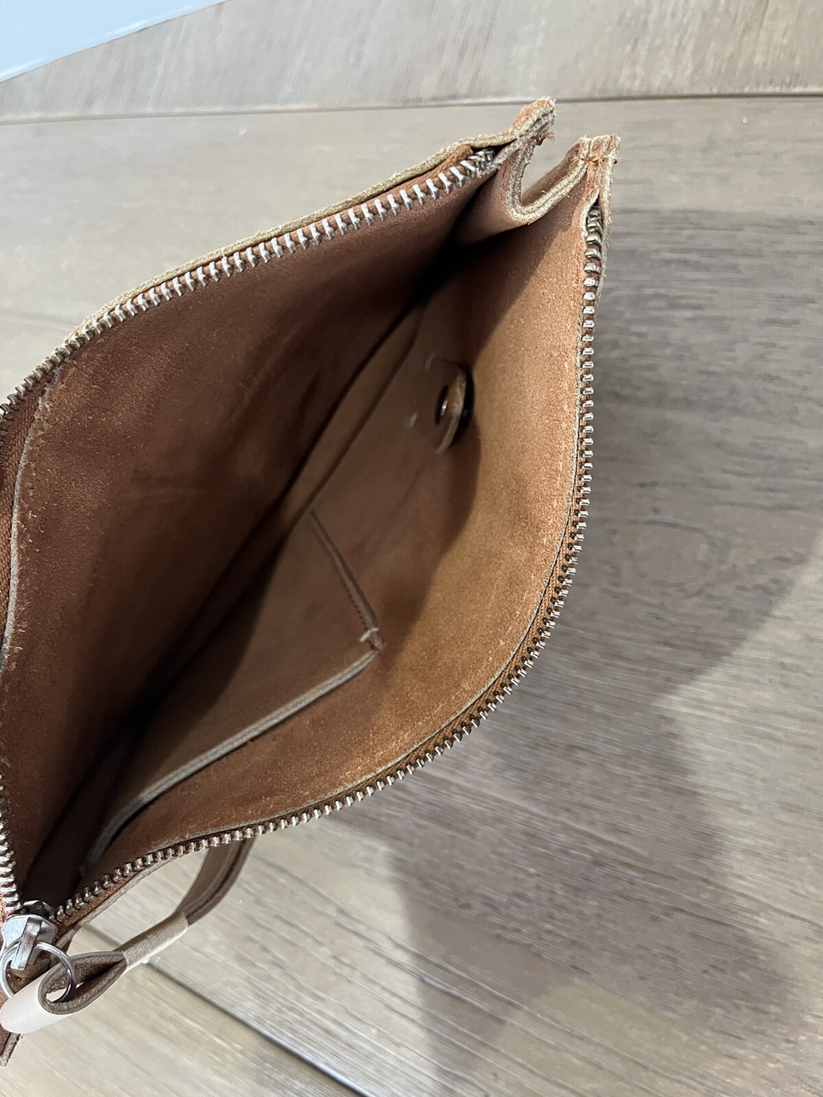 mark and Graham Pieced Suede Leather Pouch Clutch Travel Case