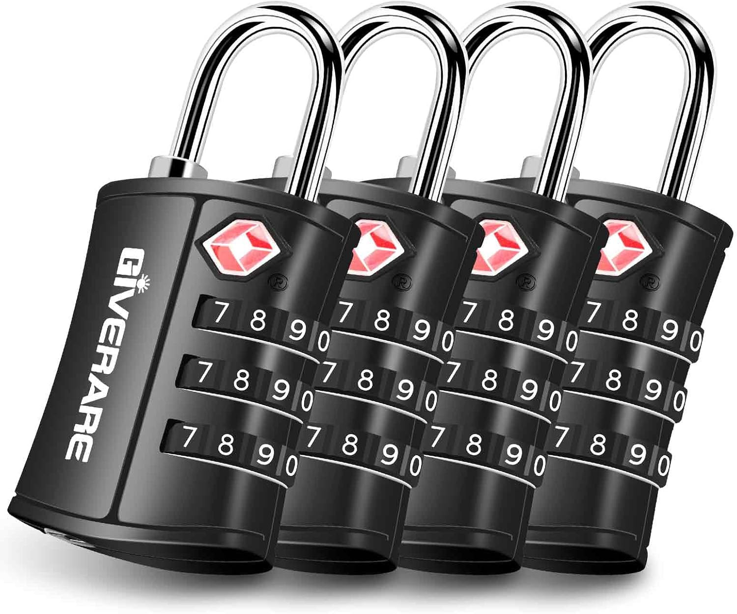 4 Pack TSA Approved Travel Luggage Locks, Combination Lock Keyless, 3-Digit Padl